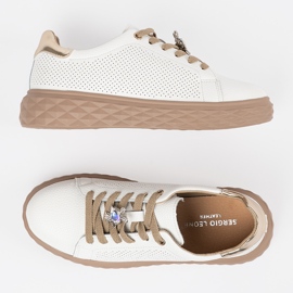 Zapatillas blancas y beige con alfileres de cuero Sergio Leone blanco 2