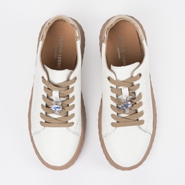Zapatillas blancas y beige con alfileres de cuero Sergio Leone blanco 4