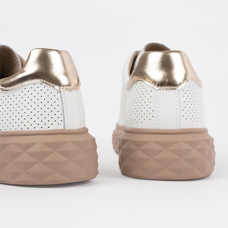 Zapatillas blancas y beige con alfileres de cuero Sergio Leone blanco 1