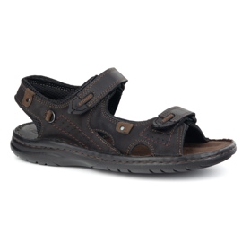 KOMODO Sandalias de cuero de 552k para hombres con velcro - Perfecto para el verano para hombres activos negros 1