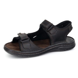 KOMODO Sandalias de cuero de 552k para hombres con velcro - Perfecto para el verano para hombres activos negros 2