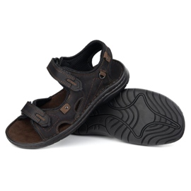 KOMODO Sandalias de cuero de 552k para hombres con velcro - Perfecto para el verano para hombres activos negros 4