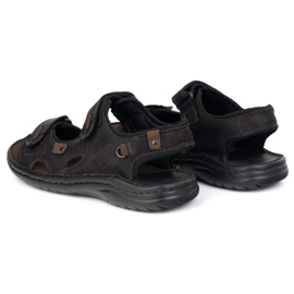 KOMODO Sandalias de cuero de 552k para hombres con velcro - Perfecto para el verano para hombres activos negros 5