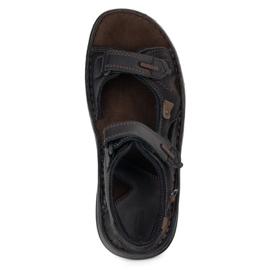 KOMODO Sandalias de cuero de 552k para hombres con velcro - Perfecto para el verano para hombres activos negros 7