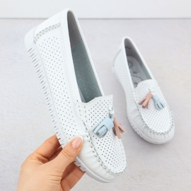 Mocasines de contracción para mujeres con franjas blancas de Evento 5372 blanco 1