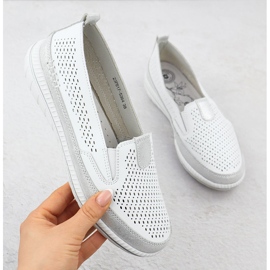 Zapatos de cuero a puertas para mujeres Evento blanco 5634 1