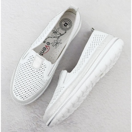 Zapatos de cuero a puertas para mujeres Evento blanco 5634 3