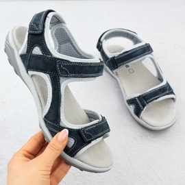 Cambell Camell Al94327 Sandalias de velcro de cuero azul marino 1