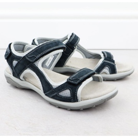 Cambell Camell Al94327 Sandalias de velcro de cuero azul marino 2