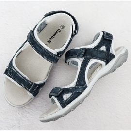 Cambell Camell Al94327 Sandalias de velcro de cuero azul marino 3