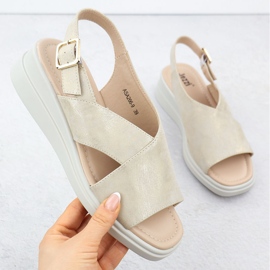 Sandalias de mujeres en cuñas doradas jezzi asa266-9 dorado 1