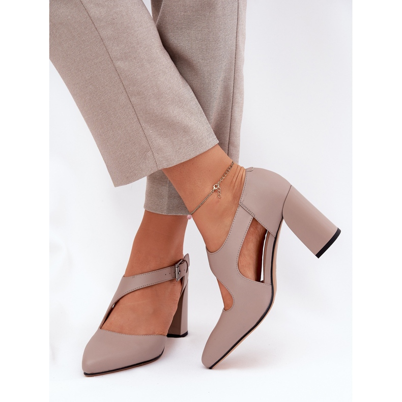 Bombas de cuero en el pilar con Vinceza 91133 Gray Clamp gris 2