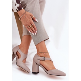 Bombas de cuero en el pilar con Vinceza 91133 Gray Clamp gris 6