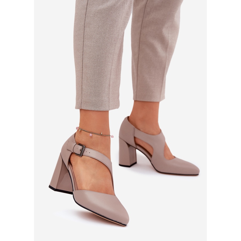 Bombas de cuero en el pilar con Vinceza 91133 Gray Clamp gris 1