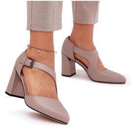 Bombas de cuero en el pilar con Vinceza 91133 Gray Clamp gris 8