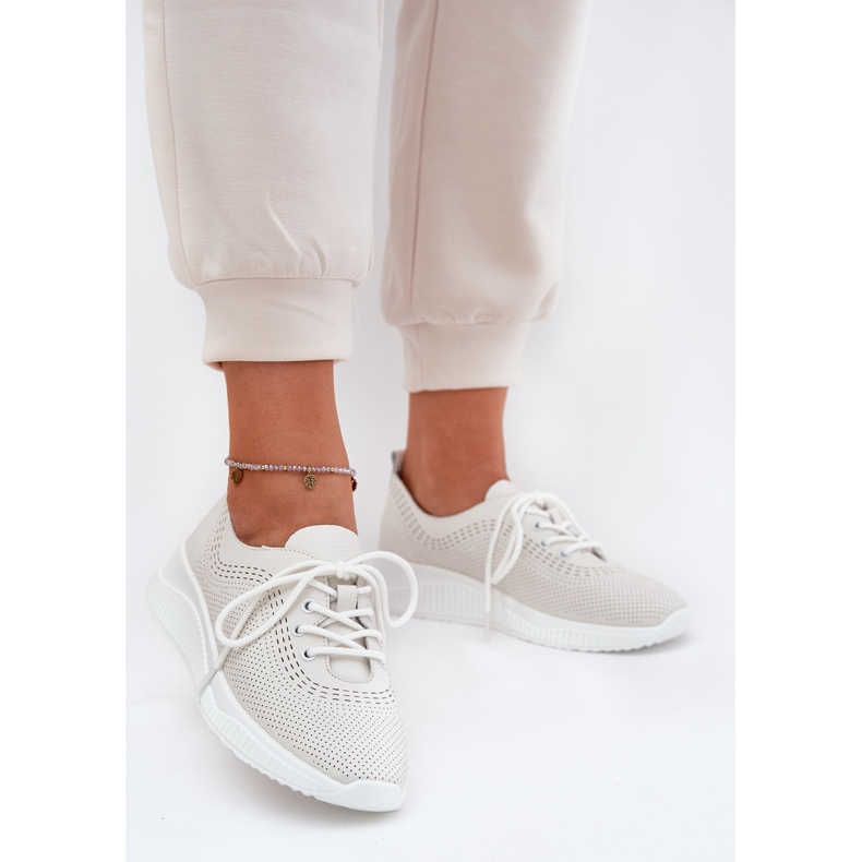 Vinceza 41472 zapatos deportivos de cuero para mujeres blanco 2