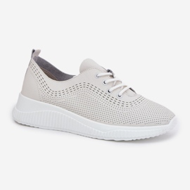 Vinceza 41472 zapatos deportivos de cuero para mujeres blanco 4