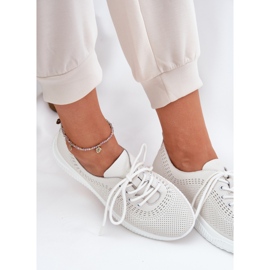 Vinceza 41472 zapatos deportivos de cuero para mujeres blanco 8