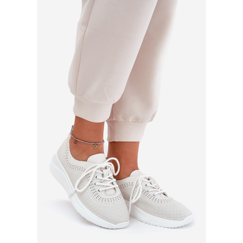 Vinceza 41472 zapatos deportivos de cuero para mujeres blanco 1