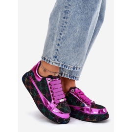 Zapatillas decoradas para mujeres en la plataforma negra GOE NN2N4006 negro 9