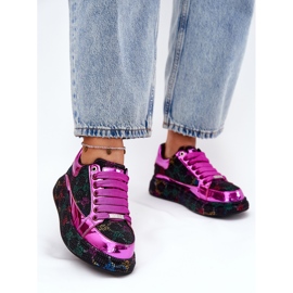 Zapatillas decoradas para mujeres en la plataforma negra GOE NN2N4006 negro 10
