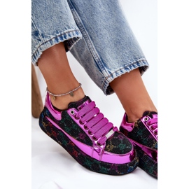 Zapatillas decoradas para mujeres en la plataforma negra GOE NN2N4006 negro 6