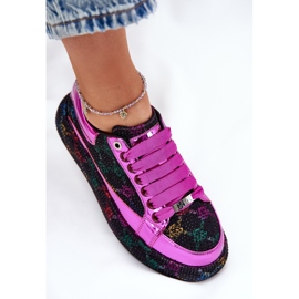 Zapatillas decoradas para mujeres en la plataforma negra GOE NN2N4006 negro 7