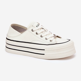 Zapatillas de deporte de cuero para mujeres en la plataforma blanca GOE RR2N4106 blanco 5