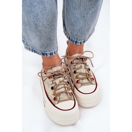 Zapatillas para mujeres en la plataforma Goe RR2N4105 beige 5