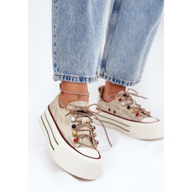 Zapatillas para mujeres en la plataforma Goe RR2N4105 beige 2