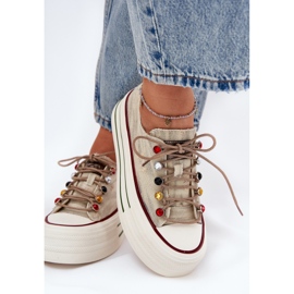 Zapatillas para mujeres en la plataforma Goe RR2N4105 beige 3