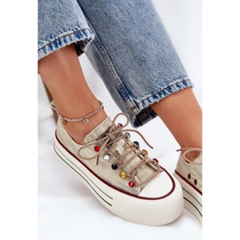 Zapatillas para mujeres en la plataforma Goe RR2N4105 beige 9