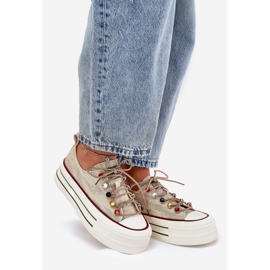 Zapatillas para mujeres en la plataforma Goe RR2N4105 beige 1