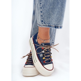 Zapatillas para mujeres en la plataforma Goe RR2N4103 Navy Blue azul 3