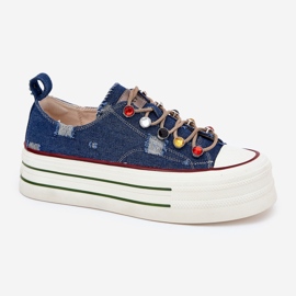 Zapatillas para mujeres en la plataforma Goe RR2N4103 Navy Blue azul 10