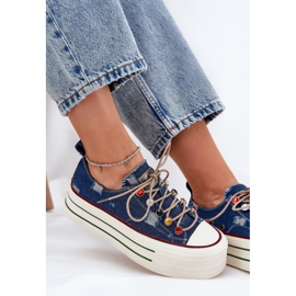 Zapatillas para mujeres en la plataforma Goe RR2N4103 Navy Blue azul 8