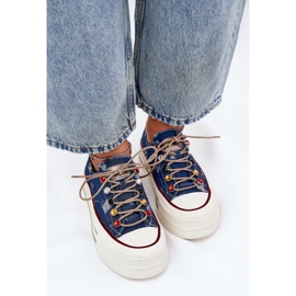Zapatillas para mujeres en la plataforma Goe RR2N4103 Navy Blue azul 4