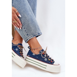Zapatillas para mujeres en la plataforma Goe RR2N4103 Navy Blue azul 7