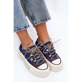 Zapatillas para mujeres en la plataforma Goe RR2N4103 Navy Blue azul 9