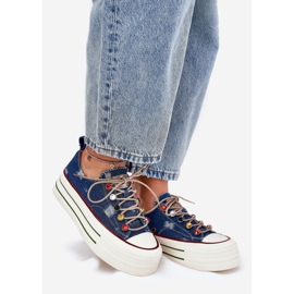 Zapatillas para mujeres en la plataforma Goe RR2N4103 Navy Blue azul 1