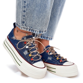 Zapatillas para mujeres en la plataforma Goe RR2N4103 Navy Blue azul 11
