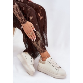 Zapatillas de deporte de cuero para mujeres en la plataforma beige de la plataforma goe rr2n4004 7