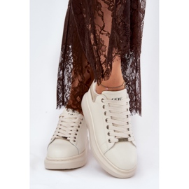 Zapatillas de deporte de cuero para mujeres en la plataforma beige de la plataforma goe rr2n4004 3