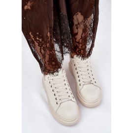 Zapatillas de deporte de cuero para mujeres en la plataforma beige de la plataforma goe rr2n4004 5