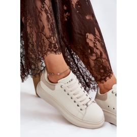 Zapatillas de deporte de cuero para mujeres en la plataforma beige de la plataforma goe rr2n4004 8