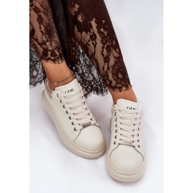 Zapatillas de deporte de cuero para mujeres en la plataforma beige de la plataforma goe rr2n4004 9
