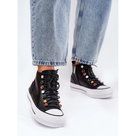 GOE RR2N4101 zapatillas de cuero alto para mujeres negro 2