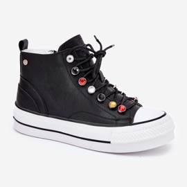 GOE RR2N4101 zapatillas de cuero alto para mujeres negro 4
