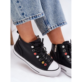 GOE RR2N4101 zapatillas de cuero alto para mujeres negro 7