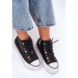 GOE RR2N4101 zapatillas de cuero alto para mujeres negro 9